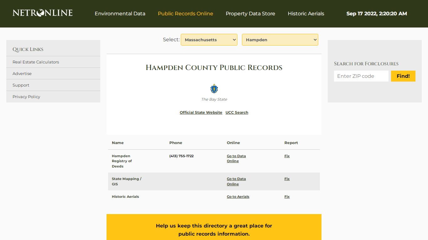 Hampden County Public Records - NETROnline.com